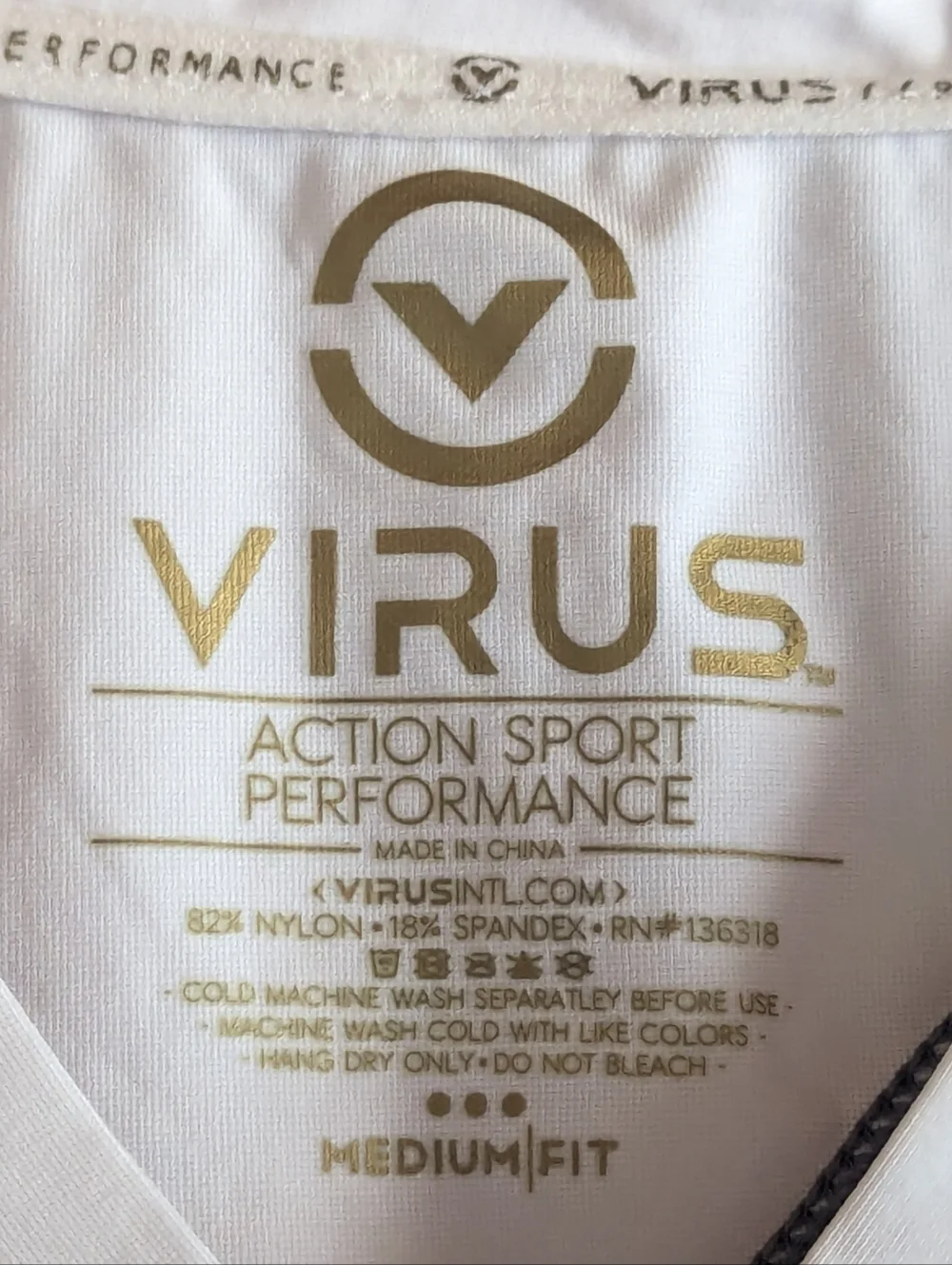 Virus Women's Medium White V-Neck T-shirt Performance Tee Compression Athletic - Picture 2 of 6